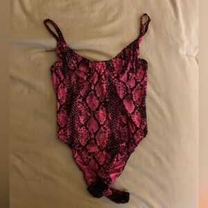 AKIRA Pink Snake Print Bodysuit